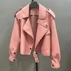 Multi Color Genuine Sheepskin Bomber Leather Jacket Women Motorcycle Leather Jackets
