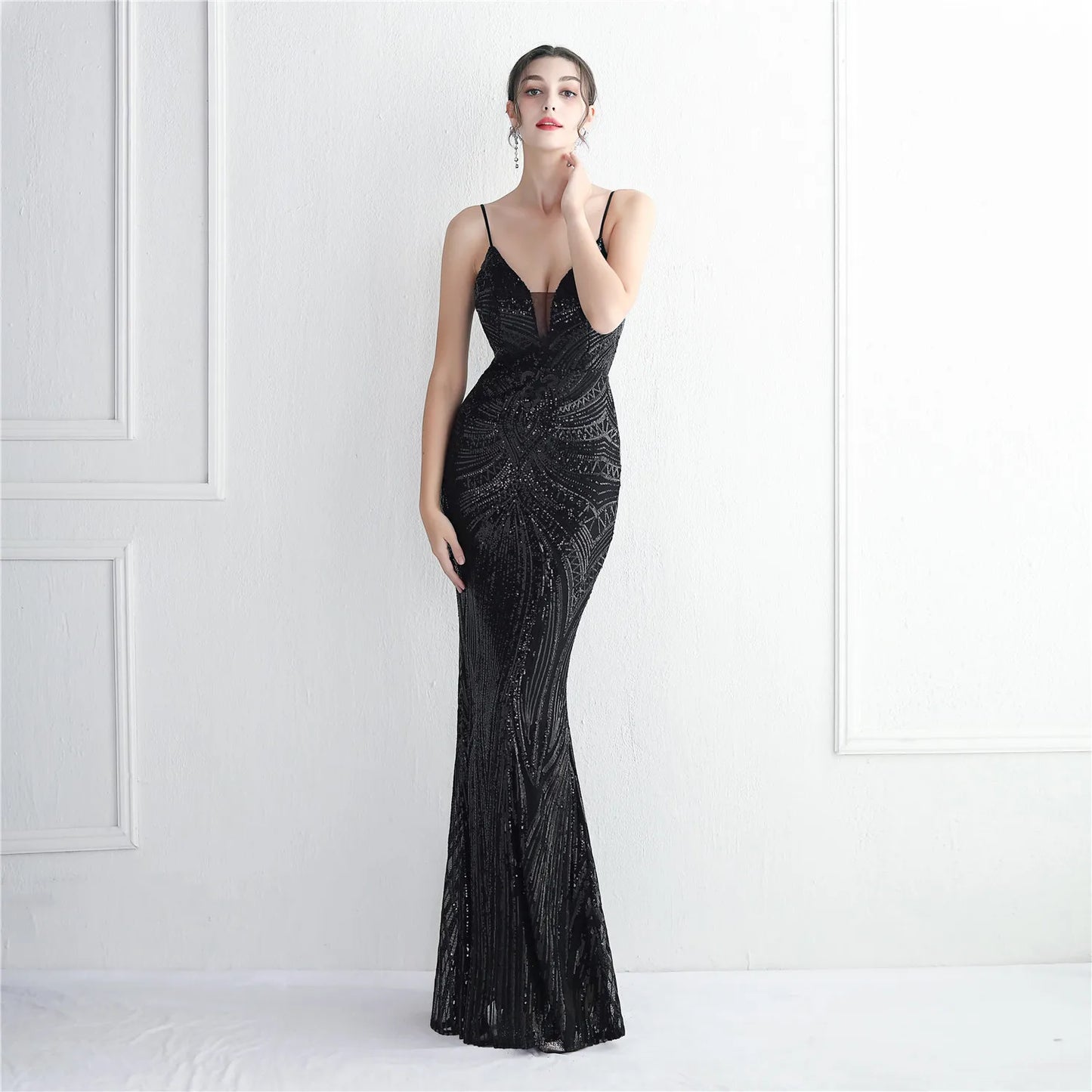 19362# Pearl Subscription Positioning Flower Elegant Women Sequin Long Mermaid Formaldress  Evening Dress Women Party Dress