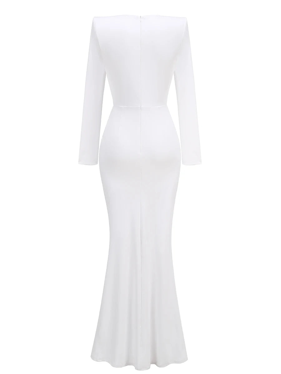 3 Colors New Ins Winter 2024 Women Long Sleeve Red Black Maxi Bodycon Dress Deep V Neck Crystal Evening Party Dress Vestido