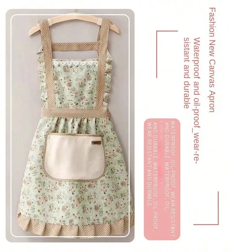 Home & Living, Kitchen & Dining, Kitchen Tools & Gadgets, Canvas Floral Hand Wipe Apron, Kitchen Home Cooking Oil and Stain Resistan
