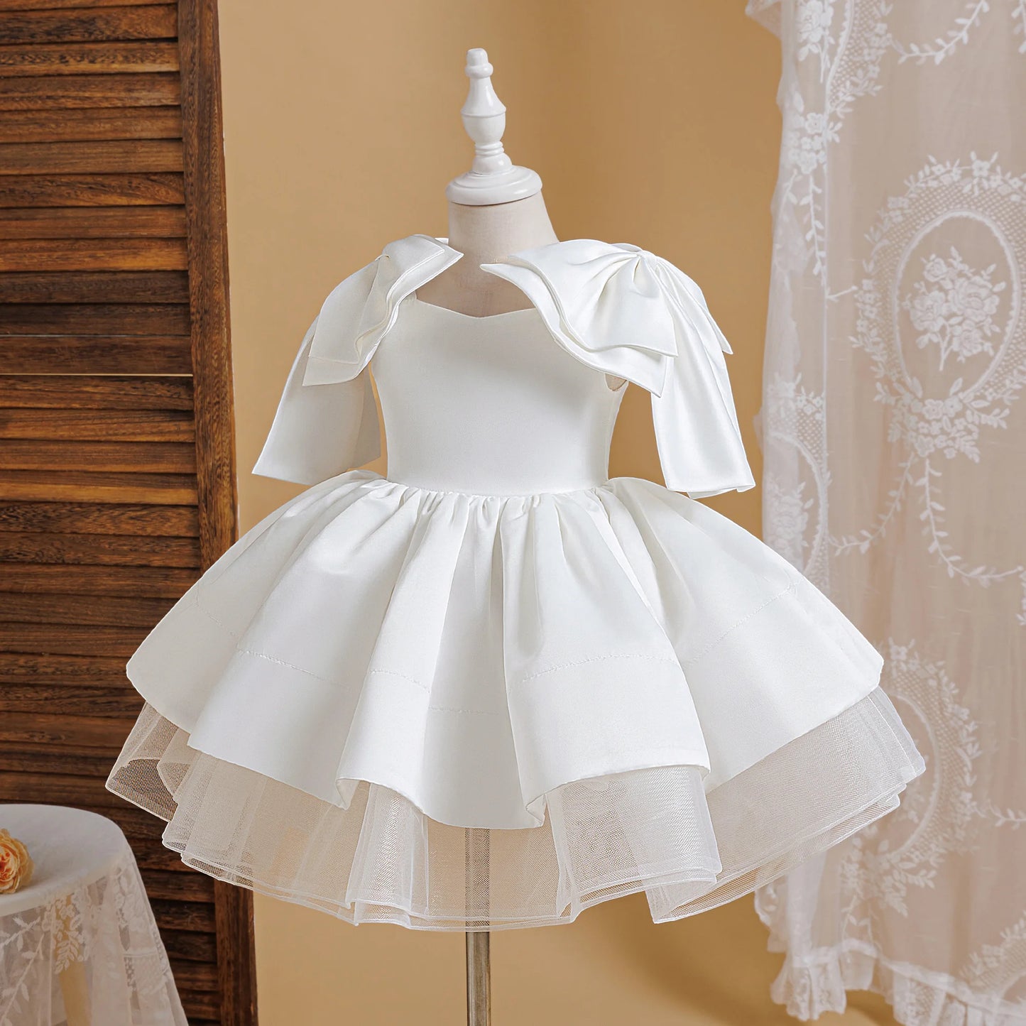 Fashion Big Bow Girls Party Dress Formal Pink Wedding Bridesmaid Birthday Princess Dresses for Girl Gala Christmas Kids Clothes