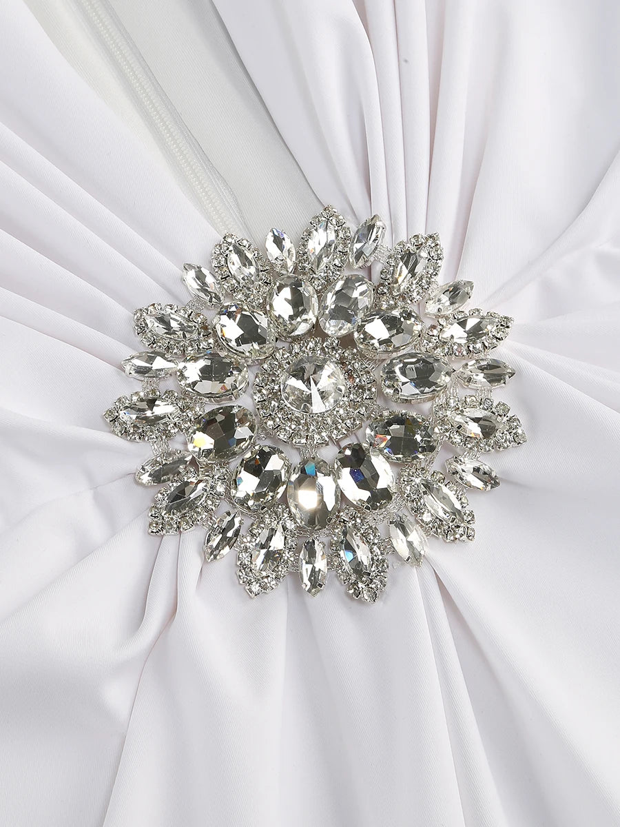 3 Colors New Ins Winter 2024 Women Long Sleeve Red Black Maxi Bodycon Dress Deep V Neck Crystal Evening Party Dress Vestido