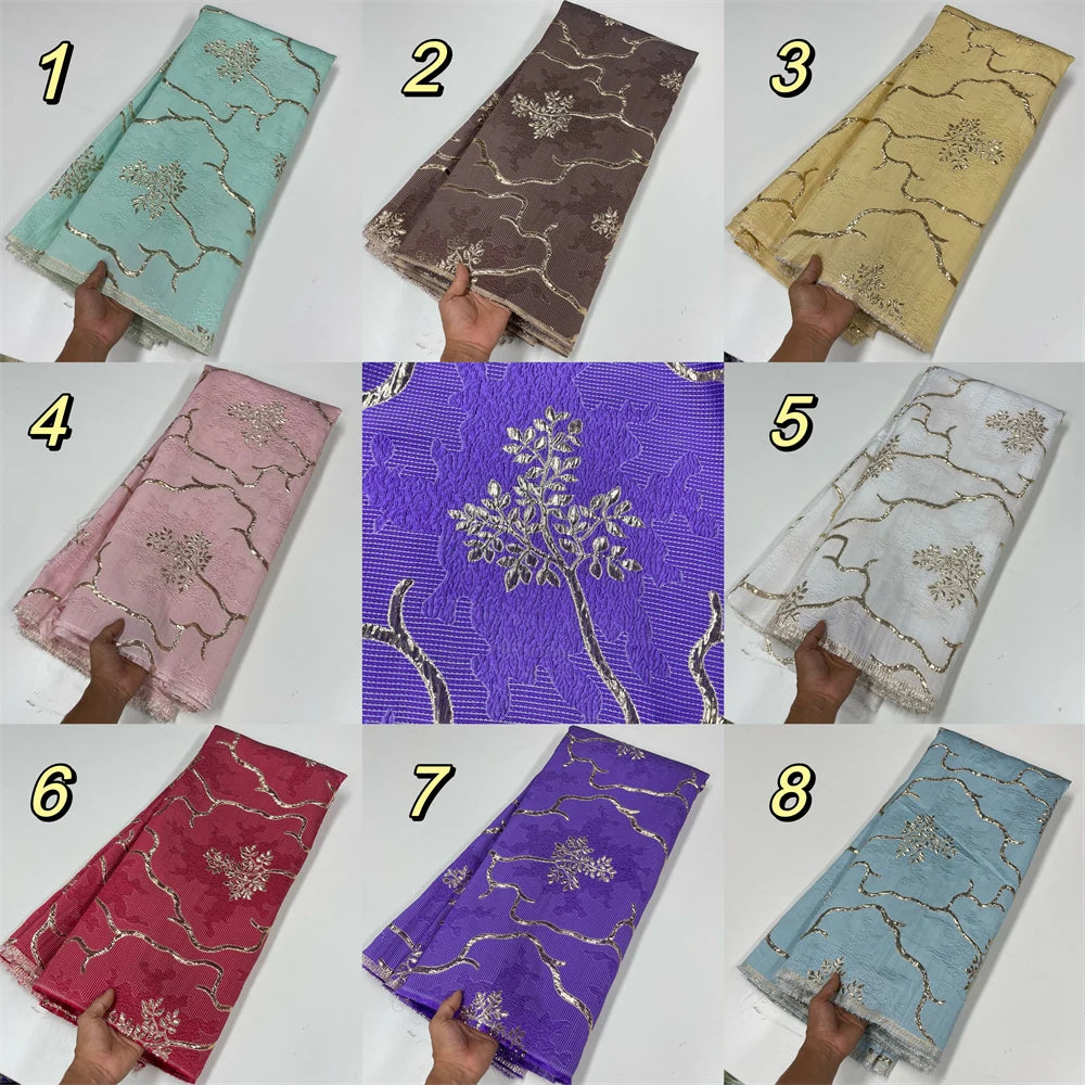 African Tulle Lace Fabric 2023 Satin Nigerian Brocade Gild Jacquard Lace Fabric For Sewing Wedding Party Dress Women Cloth PL194
