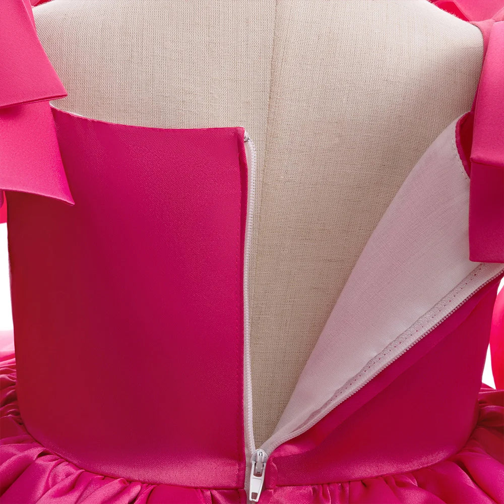 Fashion Big Bow Girls Party Dress Formal Pink Wedding Bridesmaid Birthday Princess Dresses for Girl Gala Christmas Kids Clothes