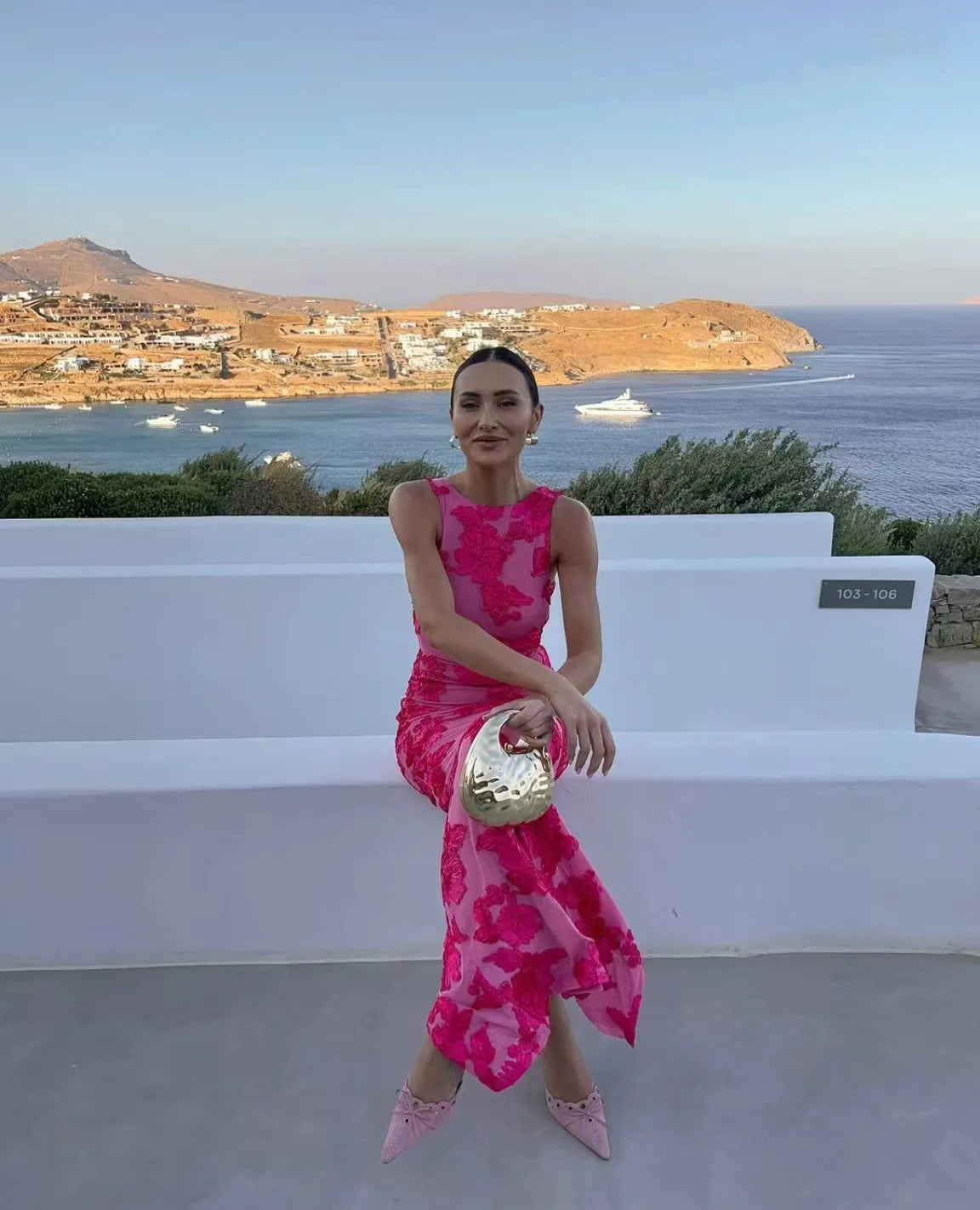 2024 New Elegant Women Sleeveless 3d Flowers Party Dress Embroidery Mesh Slim Hip Package Female Fshion Maxi Dresses Robe