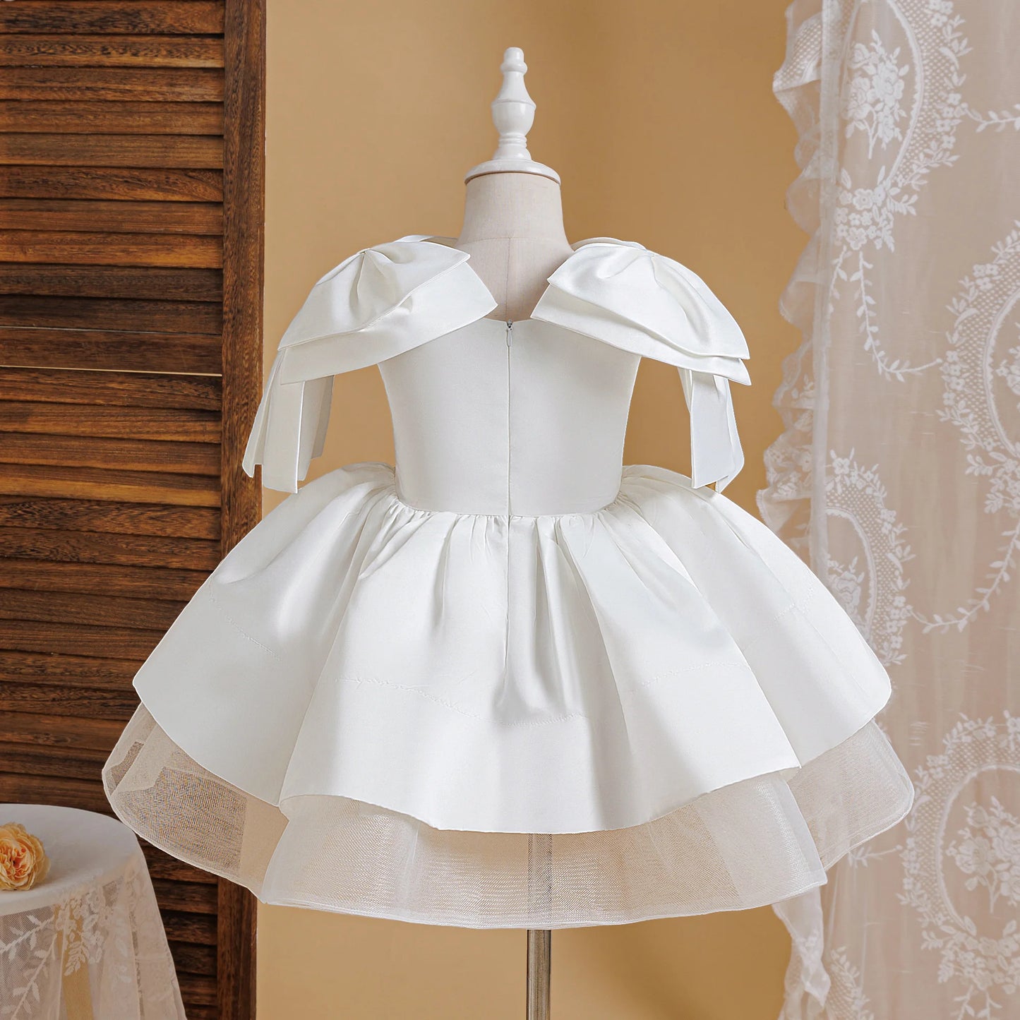 Fashion Big Bow Girls Party Dress Formal Pink Wedding Bridesmaid Birthday Princess Dresses for Girl Gala Christmas Kids Clothes