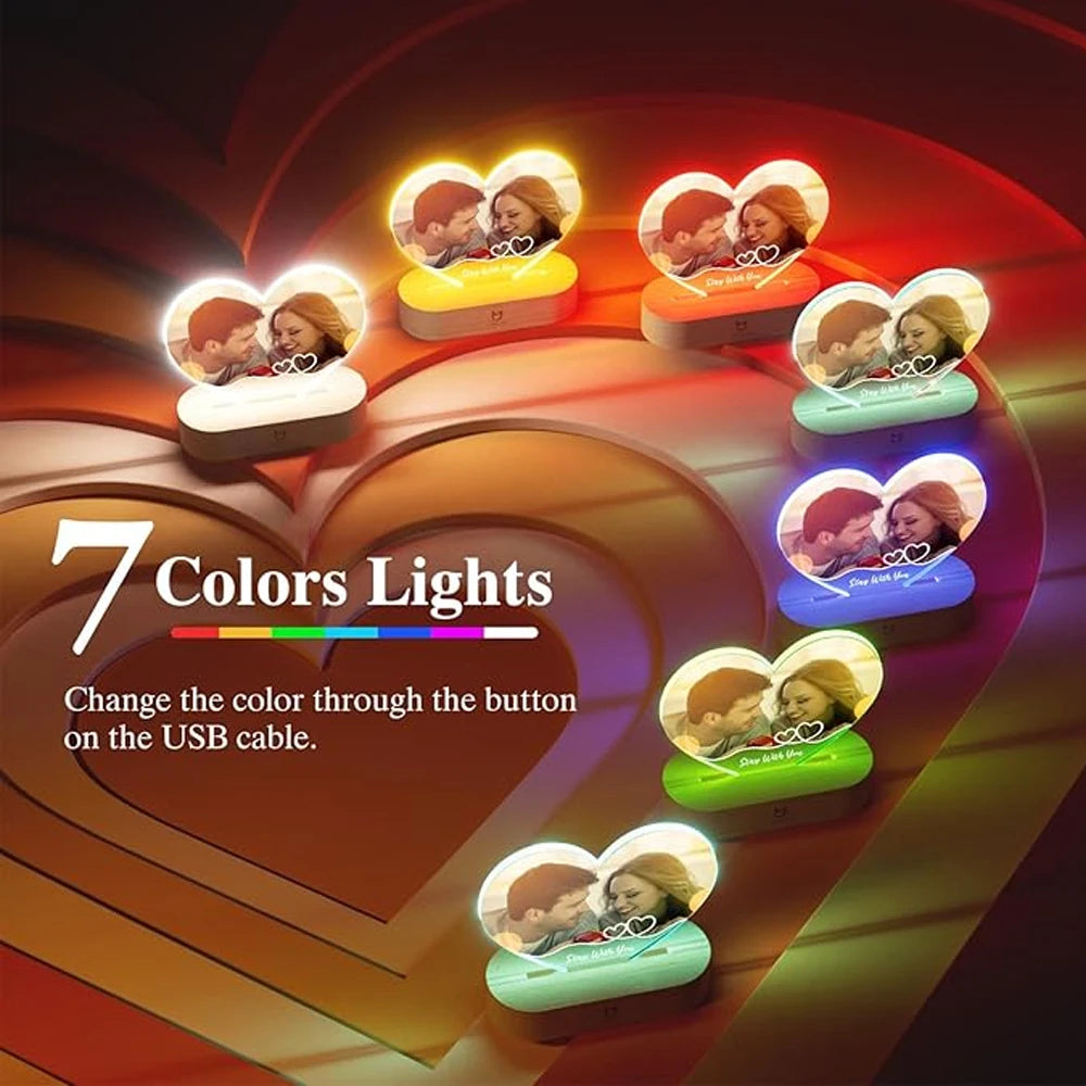 Personalized Valentine's Day gifts for boyfriend Customized gift Acrylic Picture Frame With LED Light Anniversary Romantic Gifts