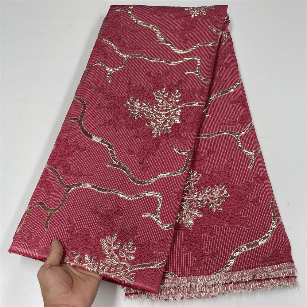 African Tulle Lace Fabric 2023 Satin Nigerian Brocade Gild Jacquard Lace Fabric For Sewing Wedding Party Dress Women Cloth PL194