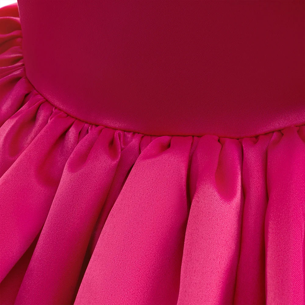 Fashion Big Bow Girls Party Dress Formal Pink Wedding Bridesmaid Birthday Princess Dresses for Girl Gala Christmas Kids Clothes