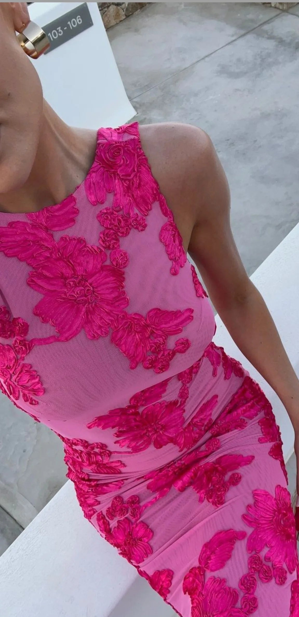 2024 New Elegant Women Sleeveless 3d Flowers Party Dress Embroidery Mesh Slim Hip Package Female Fshion Maxi Dresses Robe